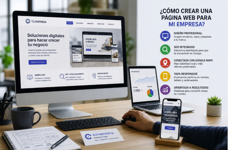Profesional trabajando en el desarrollo de una página web empresarial